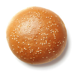 Top view of hamburger bun, isolated on white background