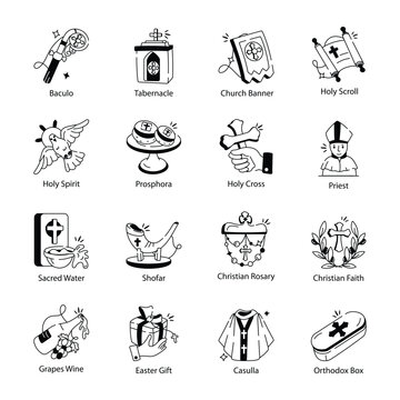 Bundle of Doodle Style Holy Icons

