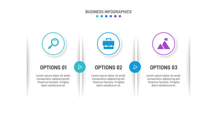 Horizontal progress bar featuring 3 arrow-shaped elements, symbolizing three six stages of business strategy and progression. Clean timeline infographic design template. Vector for presentation