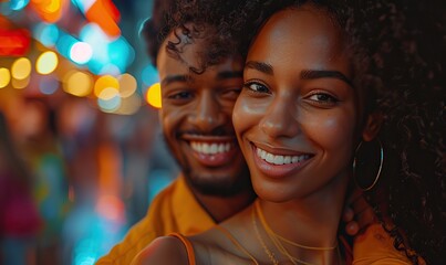 Fototapeta premium A couple in love is having fun in the city.