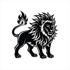 Lion of fire black vector
