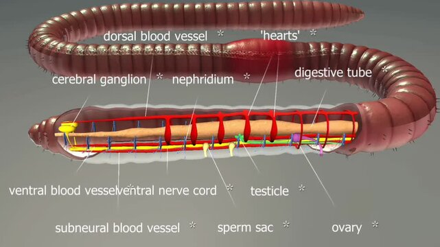  Common earthworm inner organs