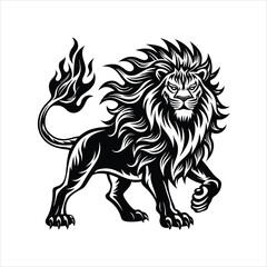 Fototapeta premium Lion of fire black vector