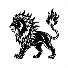 Lion of fire black vector