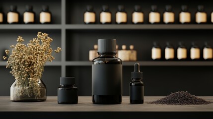 A witchs apothecary with shelves of potions, dried herbs, and mystical ingredients, high-resolution photo, realistic photo