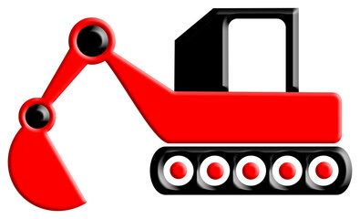 Red Digger Construction Vehicle 
