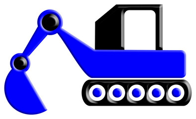 Blue Digger Construction Vehicle 