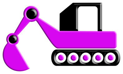 Purple Digger Construction Vehicle 