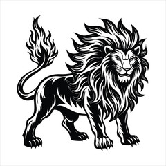 Lion of fire black vector
