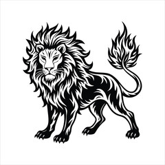 Obraz premium Lion of fire black vector