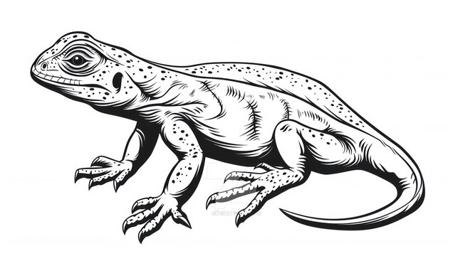 recommend clip art: Black and White Illustration of a Lizard with a Long Tail