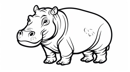 Fototapeta premium A black and white line drawing of a hippopotamus