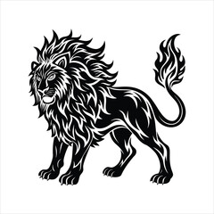 Lion of fire black vector