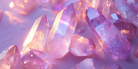 Pink Rose Quartz Crystals background