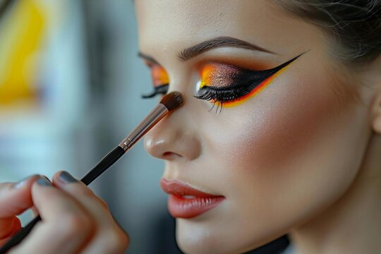 Close up of Cosmetologist applying facial treatment for face rejuvenation on young woman in beauty salon. Professional skin care and cosmetology services.