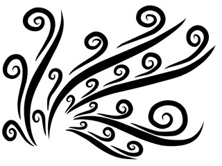 black floral illustration for graphic design element