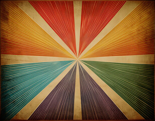 Fototapeta premium Retro Multicolored Sunburst Background. Grunge Texture. Vector Illustration