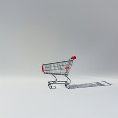 Medium shot of shopping trolley, isolated on a white background, bright and vivid tonality