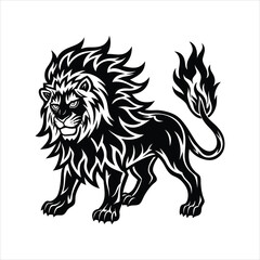 Obraz premium Lion of fire black vector