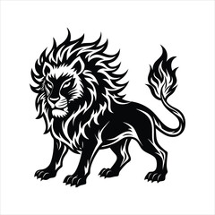 Lion of fire black vector