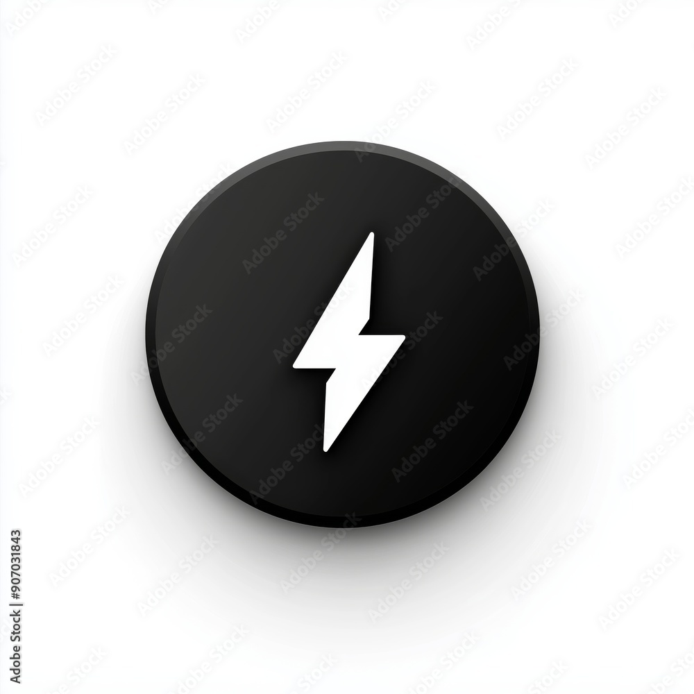 Sticker Modern Lightning Bolt Icon in Black and White