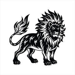 Obraz premium Lion of fire black vector