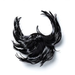 Medium shot of Fake black beard, isolated on a white background, bright and vivid tonality, 