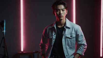 Famous asian beauty male actor perfect korean appearance kpop idol stylish clothes attire look model