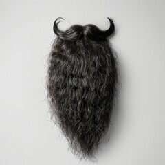 Fototapeta premium Medium shot of Fake black beard, isolated on a white background, bright and vivid tonality, 