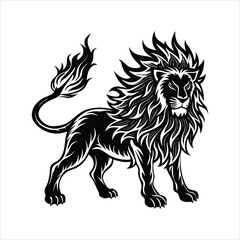 Lion of fire black vector