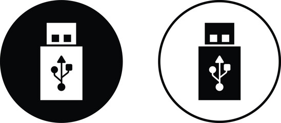 USB icon set. Flash disk flash drive flat and line black vector collection isolated on transparent background. Internet video. Console media storage, Computer Technology, charger, data transfer sign.