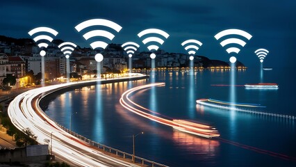 Fototapeta premium Smart City WiFi: Enhancing Urban Living with Wireless Connectivity