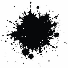 a grunge effect ink splat, color splash, black color illustration 