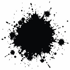 a grunge effect ink splat, color splash, black color illustration 