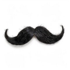 Medium shot of Fake black mustache, isolated on a white background, bright and vivid tonality, 