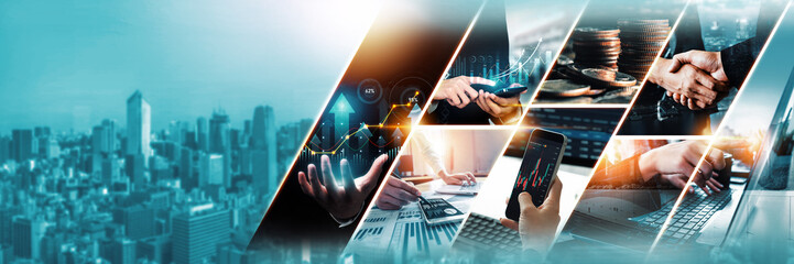 Futuristic business digital financial data technology concept for future big data analytic and...