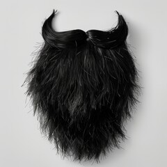 Fototapeta premium Medium shot of Fake black beard, isolated on a white background, bright and vivid tonality, 