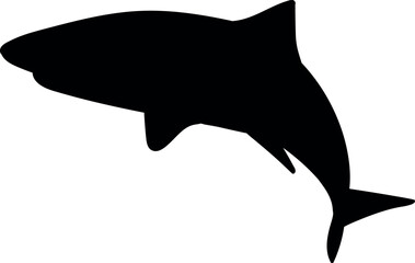 This black vector EPS illustration features a shark silhouette, designed for print-ready projects and compatible with Cricut cutting machines. Perfect for creating clipart, decals, and various crafts.