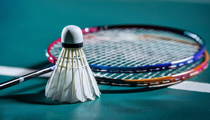 badminton racket and shuttlecock