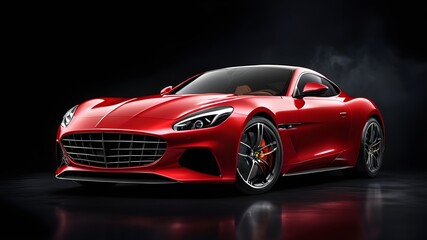 Fototapeta premium A red sports car on a dark background. 