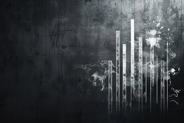 White data points and a sketched bar graph overlay a dark grey background.