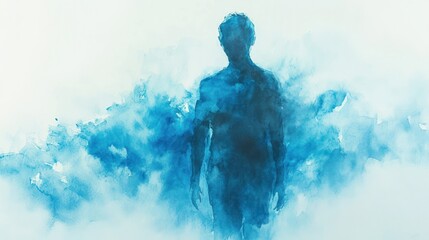 Abstract Watercolor Silhouette of a Person