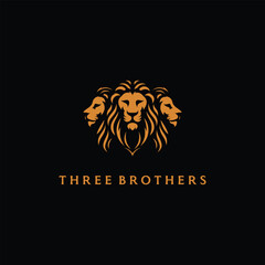 three lion head logo vector illustration