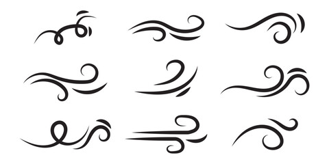 Wind blow line icon fresh vector cloud air isolated speed symbol. Wind blow air line icon logo.