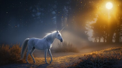 Beautiful unicorn in scene of nature.