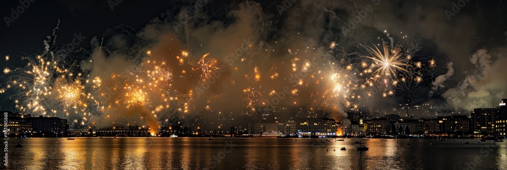 Wall mural Explosive fireworks lighting up the night sky