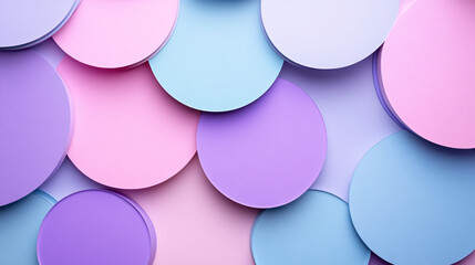 A photo of pastel purple and light blue abstract shapes with a whimsical style and copy space