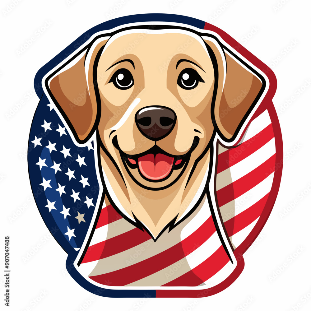 Canvas Prints dog with us flag in ware dress vector illustration