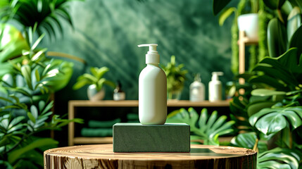 Fototapeta premium High-Quality Skincare Bottle Display background Concept scene stage showcase for new product, promotion sale, banner, presentation, cosmetic