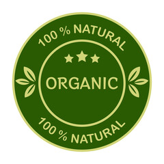 Organic product label.100% organic.Sticker,label,badge and logo for organic and natural products.Ecology icon.Logo template. Vector illustration.